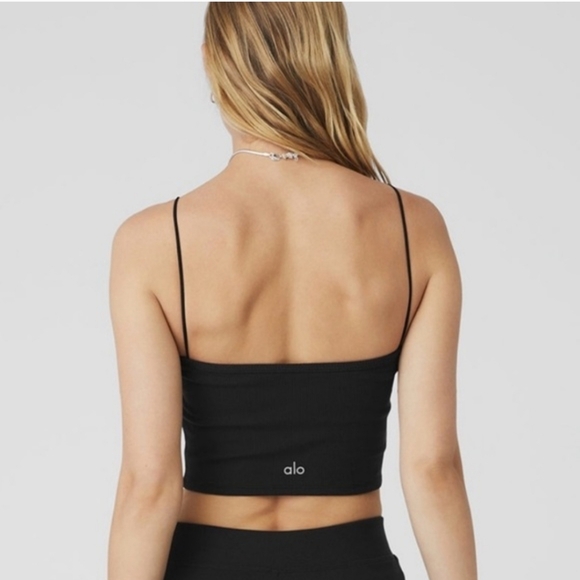 Alo Yoga Goddess Ribbed Bandeau Top Black XS - Picture 2 of 8